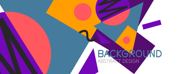 Abstract background. Blocks, lines, triangles, circles composition. Techno or business concept for wallpaper, banner, background, landing page