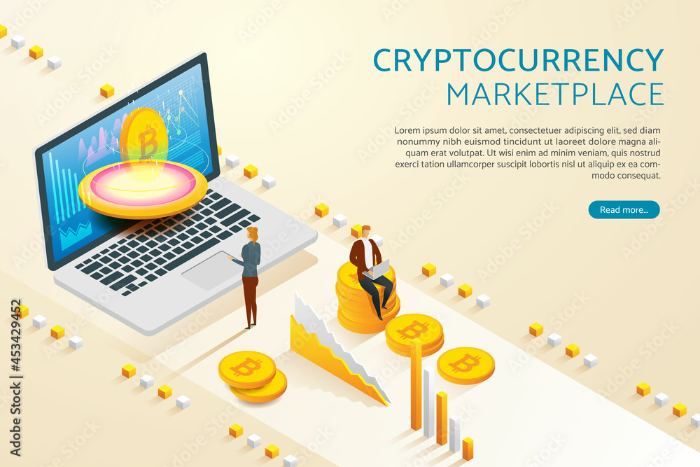Poster cryptocurrency bitcoin blockchain technology.