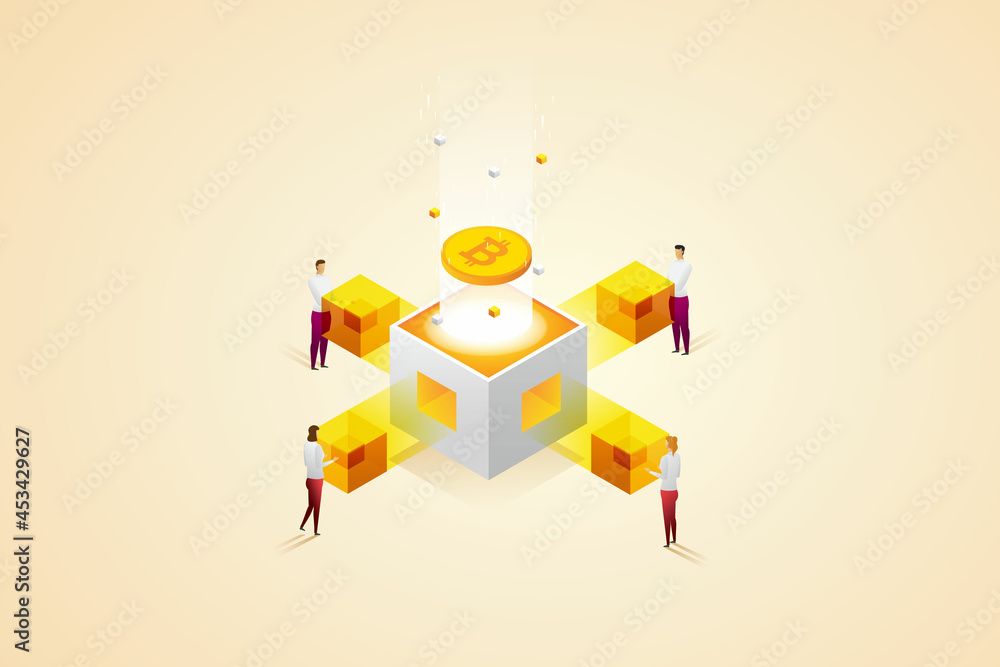 Poster cryptocurrency bitcoin blockchain technology.