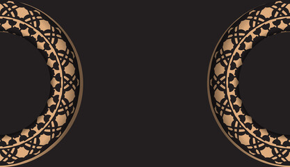 Luxurious Template for print design postcards in black color with Greek patterns. Vector preparation of invitation card with place for your text and vintage ornament.