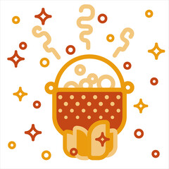 flat illustration on the theme of halloween, cauldron
