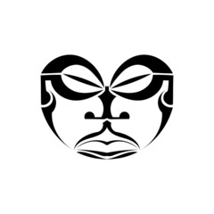 Maori traditional mask isolated on white background.