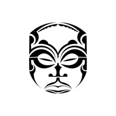 Maori traditional mask isolated on white background.