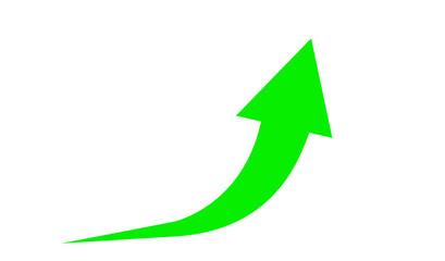 rising arrow sign green for icon, business and finance concept, arrow green pointing up symbol, direction arrow sign, progress growth and success concept