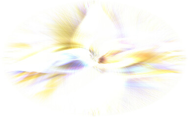 A beautiful abstraction of blue and yellow colors with a vortex in the center. Swirling lines in the shape of a flower on a bright white background.