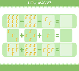 How many cartoon crookneck squash. Counting game. Educational game for pre shool years kids and toddlers