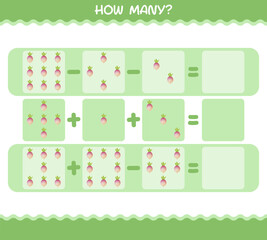How many cartoon turnip. Counting game. Educational game for pre shool years kids and toddlers