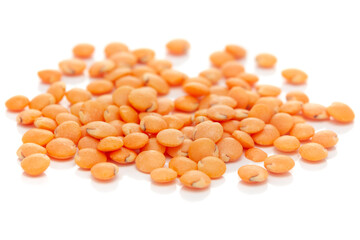 Micro close-up and details of organic pink  Indian masoor dal or Lentil  (Lens culinaris)  whole...