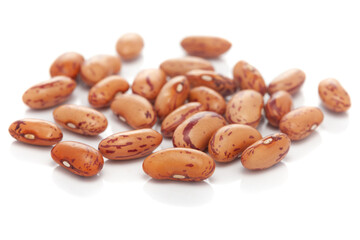 Micro close-up and details of brown Indian Rajma stripped  (Phaselous vulgaris)  or French Bean or Kidney Bean isolated over white background