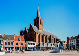 Court with the Grote Kerk in Amersfoort, Utrecht Province, The Netherlands - obrazy, fototapety, plakaty