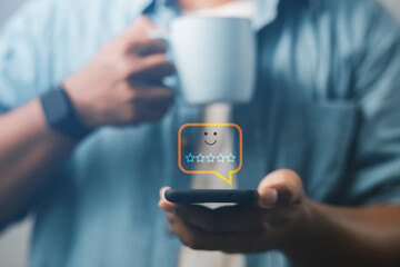 Decisions made by a businessman using a smartphone to assess satisfaction with organizational goals. enterprise network technology