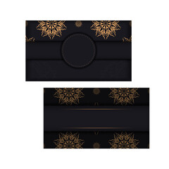 Naklejka premium Print-ready black business card design with luxurious patterns. Vector Business card template with place for your text and vintage ornament.