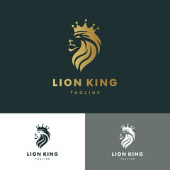 Lion head, Lion king, Mascot lion logo with gold color, icon set Illustration Vector Graphic