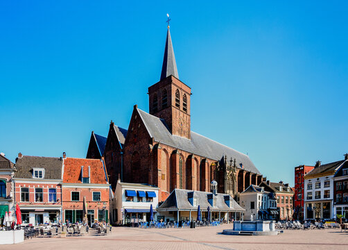 Court with the Grote Kerk in Amersfoort, Utrecht Province, The Netherlands