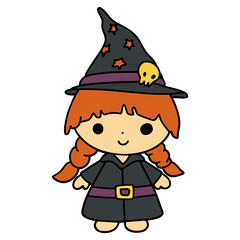 Halloween-cute-witch flat color design