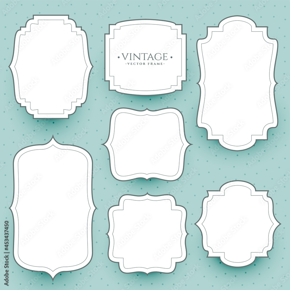 Wall mural classic white vintage frames and stickers