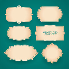 classic vintage frame labels set of six