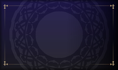 Print-ready postcard design with vintage ornaments. Blue background with luxury vintage ornaments and place for your text and logo.