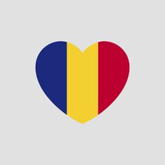 Fototapeta premium Romania flag in heart shape vector love Romania