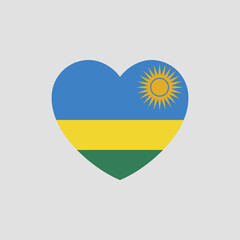 Rwanda flag in heart shape vector love Rwanda