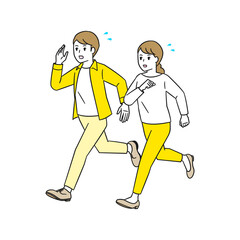 急いで走る夫婦のベクターイラスト