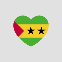 Sao Tome and Principe flag in heart shape vector love Sao Tome and Principe