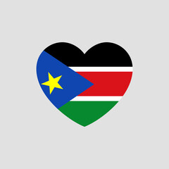 South Sudan flag in heart shape vector love South Sudan