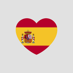 Spain flag in heart shape vector love Spain