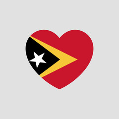 Timor Leste flag in heart shape vector love Timor Leste