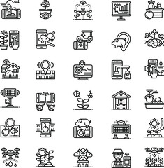 outline Farming smart collection flat icon set