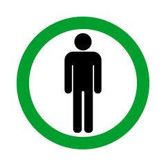 man in green round road sign, male allowed vector pictogram