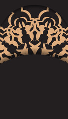 Rectangular Ready-to-print postcard design in black with luxurious ornaments. Invitation template with space for your text and vintage patterns.