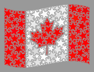 Obraz na płótnie Canvas Mosaic waving Canada flag designed with star icons. Vector starred mosaic waving Canada flag constructed for holiday posters. Canada flag collage is designed with scattered stars.