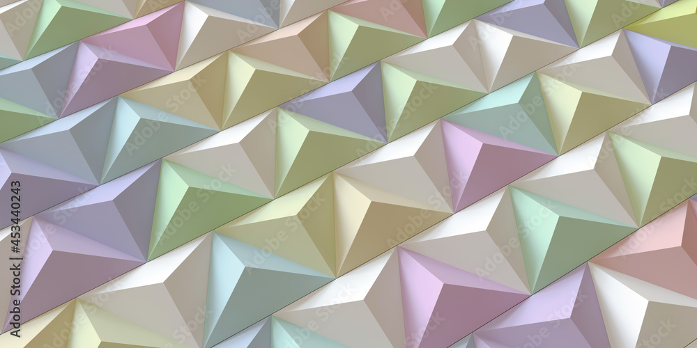 Poster light background from volumetric triangular pyramids