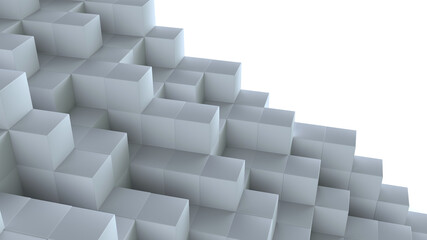 Light Diagonal Composition of white cubes as background and texture. 3D rendering