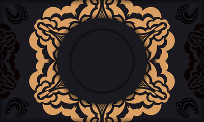 Template for postcard print design with vintage ornament.