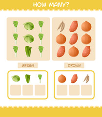 How many cartoon vegetables. Counting game. Educational game for pre shool years kids and toddlers