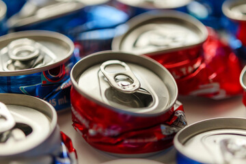 recycle aluminum metal crushed can waste background