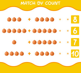 Match by count of cartoon onion. Match and count game. Educational game for pre shool years kids and toddlers