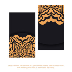 Vector business cards with place for your text and vintage patterns.Printable black business card design with luxurious patterns.