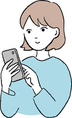 スマホを見ている女性のイラスト