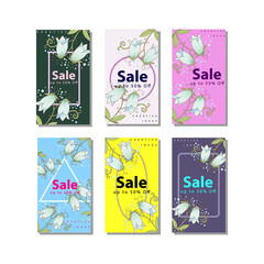 Obraz premium Romantic wedding invitation set with floral wreath. A4 vector templates