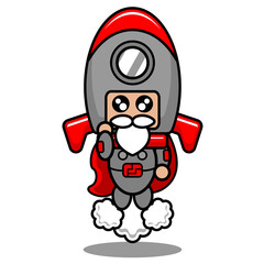 vector cartoon character cute space rocket mascot costume flying superhero