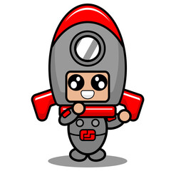 vector cartoon character cute space rocket mascot costume dubbing style