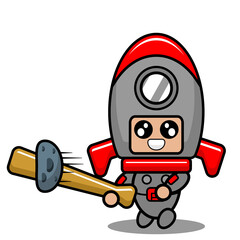 vector cartoon character cute space rocket mascot costume baseball planet