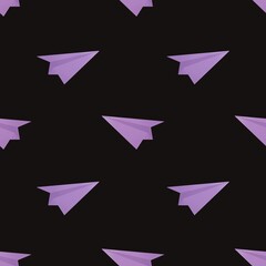 pattern with paper planes on black background