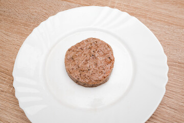 Plant based soy meat cutlet healthy dish plate.