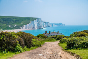 A view at Seaford, UK with a backdrop of Cuckmere Haven in early summer