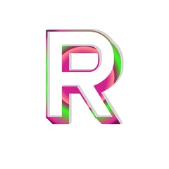 Fototapeta premium 3d capital letter R alphabet colorful, white background