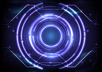 Futuristic Sci-Fi glowing HUD element. Abstract hi-tech background. Circuit lines of head-up display interface. Virtual reality technology innovation screen. Circle engineer hologram